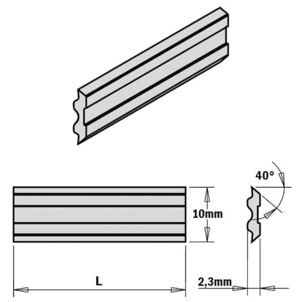 Hefilhnífur Tersa 310mm SS