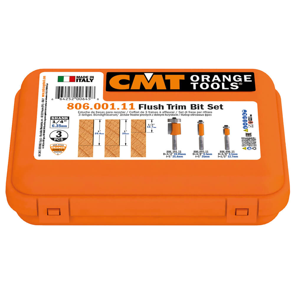 FLUSH TRIM BITS-SET 3PCS S=6.35 HM