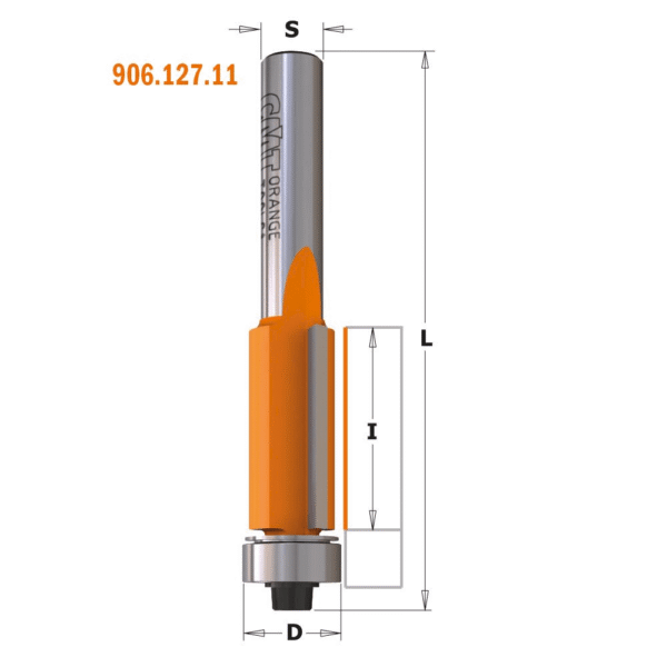 Fræsitönn S8mm D19x16x57,1mm m legu